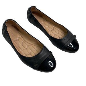 Coach Womens Leather Brandi Ballet Flats Black Cap Toe Size 8